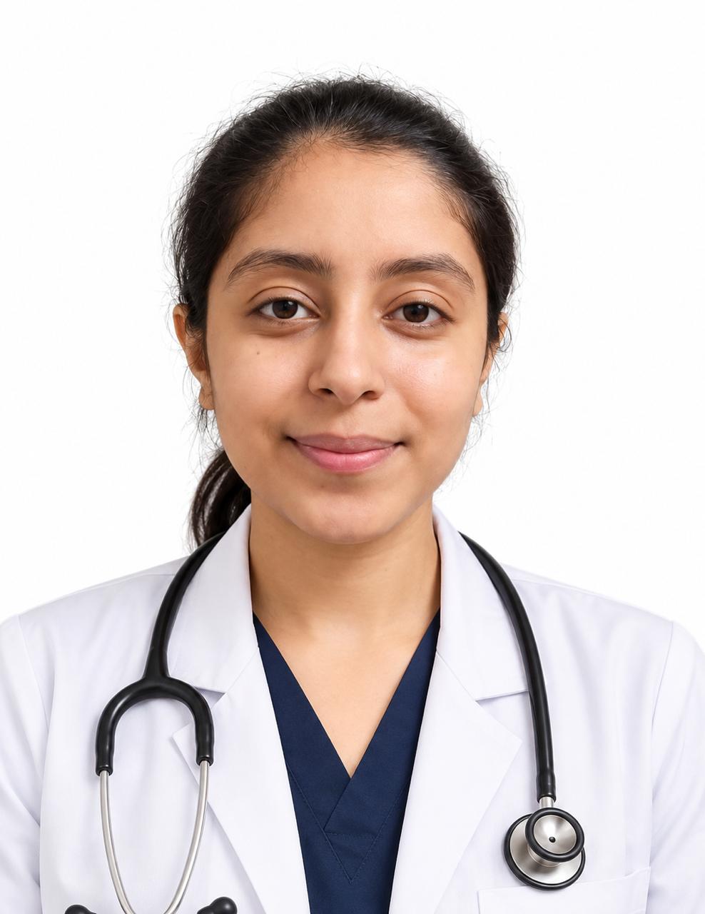 Dr. Priyanka Warde Shah in her white coat
